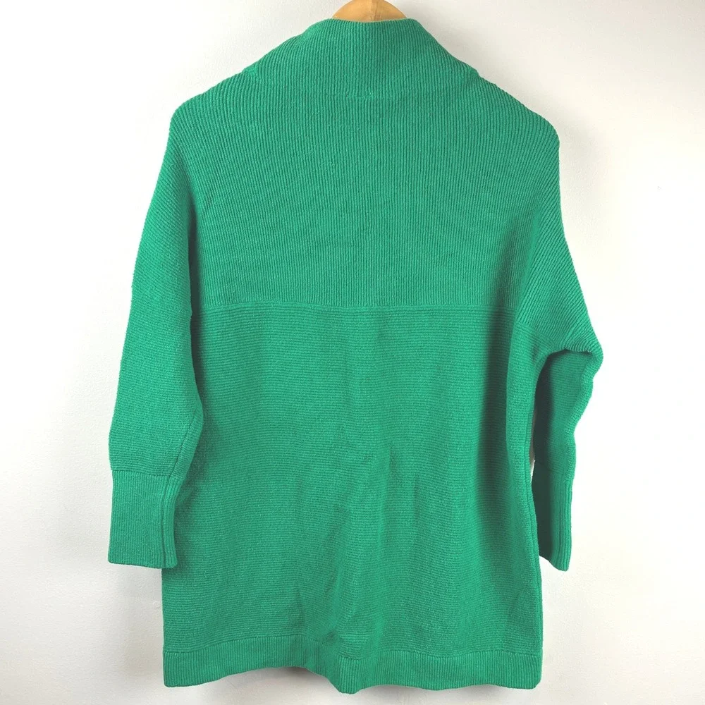 2/$30 Free People  Slouchy Tunic Green Ribbed Mock Neck Oversized Sweater S - Picture 4 of 7
